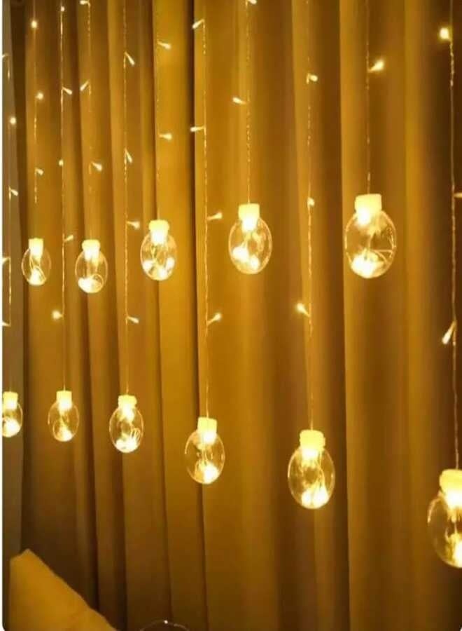ZEESQUARE Warm White Curtain String Lights with Hanging Bulb Design – Decorative LED Fairy Lights for Bedroom, Living Room, Wedding & Home Décor - Image 2